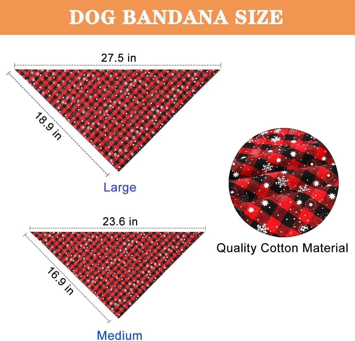 Christmas Dog Collar and Bandana Set,Red Classic Plaid Snowflake Dog Collar with Bow Tie and Bell Snowflake Dog Scarf Triangle Bandana Adjustable Dog Collar for Small Medium Large Dogs (Red, M)