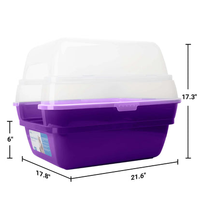 Extra Large Cat Litter Box, Color Purple, Jumbo Hooded, 21.50 X 17.90 X 17.25 In
