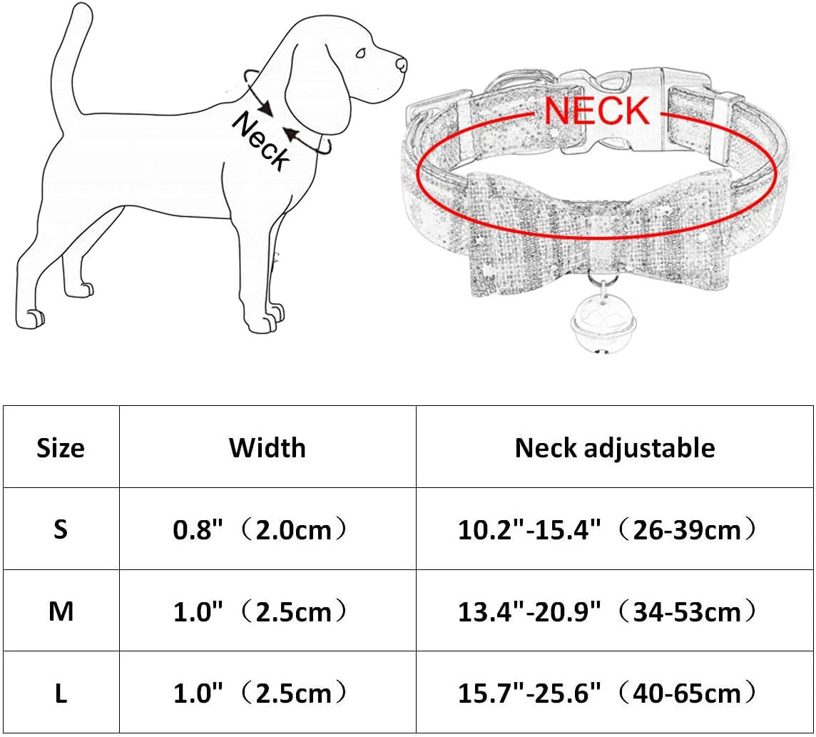 Christmas Dog Collar Bow Tie,Classic Red Plaid Snowflake Pattern Pet Collars Soft Puppy Collars Bow Tie & Bells Adjustable Dog Bow Tie for Small Medium Large Dogs