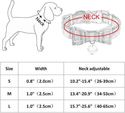 Christmas Dog Collar Bow Tie,Classic Red Plaid Snowflake Pattern Pet Collars Soft Puppy Collars Bow Tie & Bells Adjustable Dog Bow Tie for Small Medium Large Dogs