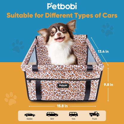 Dog Car Seat Booster Small Pet Puppy Medium Cat Doggie Safety, Leopard Print