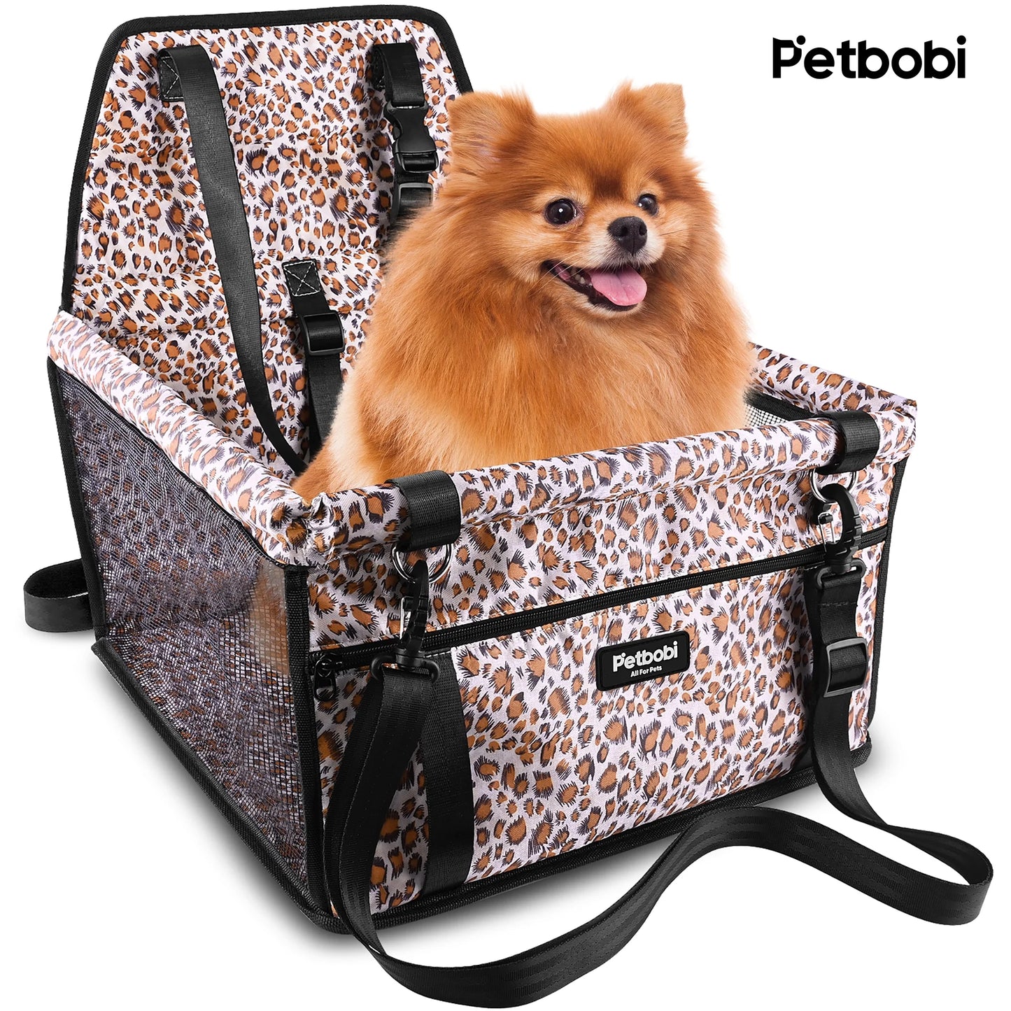 Dog Car Seat Booster Small Pet Puppy Medium Cat Doggie Safety, Leopard Print