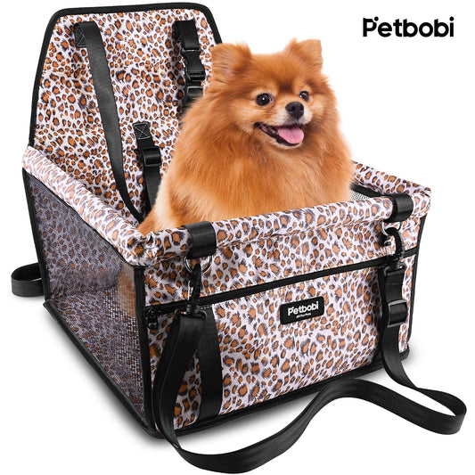 Dog Car Seat Booster Small Pet Puppy Medium Cat Doggie Safety, Leopard Print