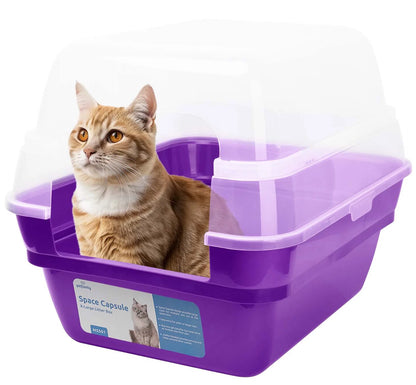 Extra Large Cat Litter Box, Color Purple, Jumbo Hooded, 21.50 X 17.90 X 17.25 In
