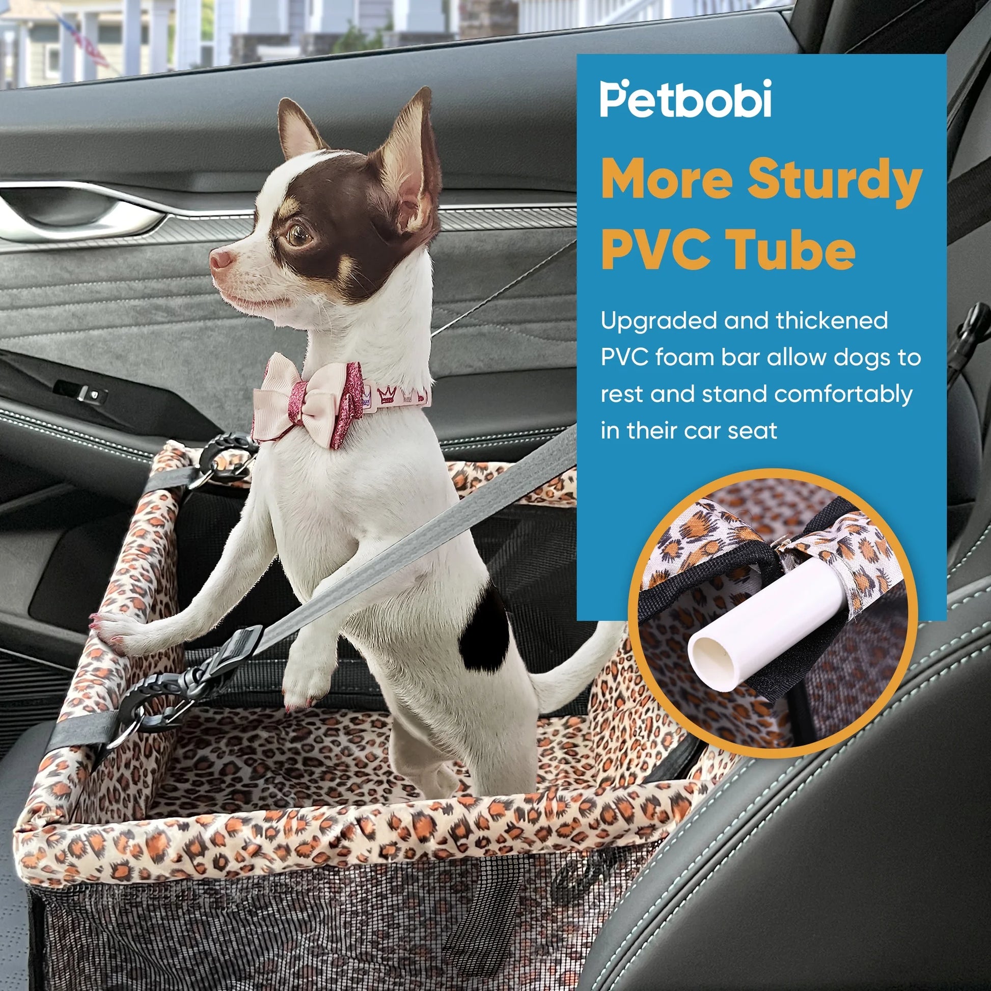 Dog Car Seat Booster Small Pet Puppy Medium Cat Doggie Safety, Leopard Print